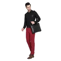 Stylish Red Viscose Mid Rise Formal Trousers For Men-thumb3