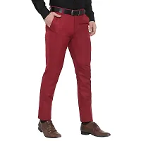 Stylish Red Viscose Mid Rise Formal Trousers For Men-thumb4
