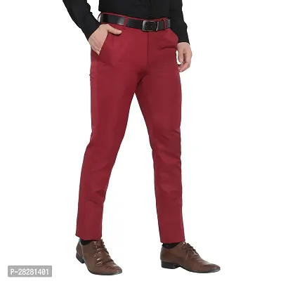 Stylish Red Viscose Mid Rise Formal Trousers For Men-thumb5