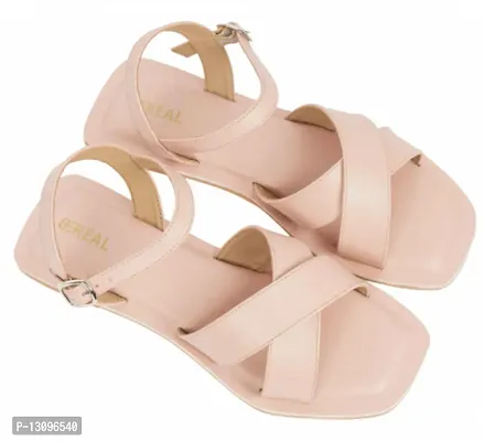 Stylish PU Peach Solid Sandals For Women-thumb0