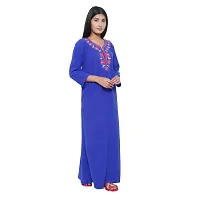 PALIVAL Women's Woolen Plain Maxi Nighty (FLS20_Maroon_Free Size) (Blue, Wool)-thumb2