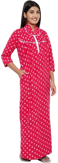 PALIVAL Women's Woollen Star Print Maxi Nighty (RL015_Red_Free Size)-thumb1