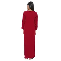 PALIVAL Women's Woolen Plain Maxi Nighty (FLS20_Maroon_Free Size) (Maroon, Wool)-thumb4