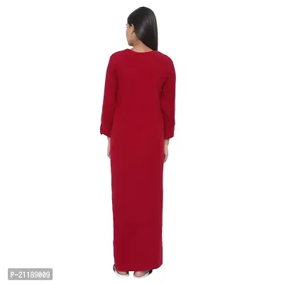 PALIVAL Women's Woolen Plain Maxi Nighty (FLS20_Maroon_Free Size) (Maroon, Wool)-thumb5