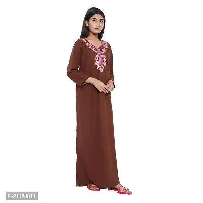 PALIVAL Women's Woolen Plain Maxi Nighty (FLS20_Maroon_Free Size) (BROWEN, Wool)-thumb4