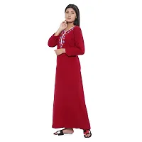 PALIVAL Women's Woolen Plain Maxi Nighty (FLS20_Maroon_Free Size) (Maroon, Wool)-thumb3