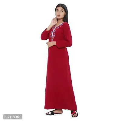 PALIVAL Women's Woolen Plain Maxi Nighty (FLS20_Maroon_Free Size) (Maroon, Wool)-thumb4