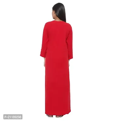 PALIVAL Women's Woolen Plain Maxi Nighty (FLS20_Maroon_Free Size) (RED, Wool)-thumb5