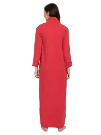 PALIVAL Women's Fleece Solid Maxi Nighty (Red, Wool)-thumb4