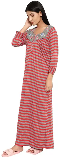 PALIVAL Women's Woollen All Over Printed Maxi Nighty (RL48_Multi_Free Size) Red-thumb3