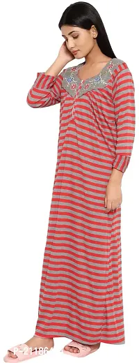 PALIVAL Women's Woollen All Over Printed Maxi Nighty (RL48_Multi_Free Size) Red-thumb4