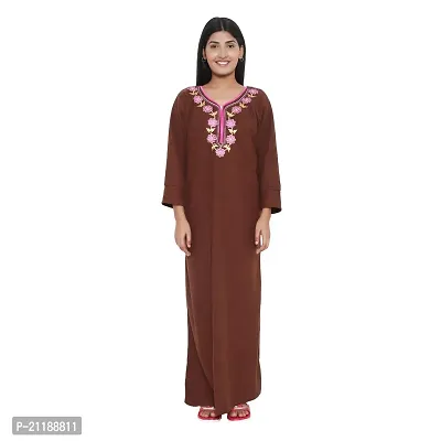 PALIVAL Women's Woolen Plain Maxi Nighty (FLS20_Maroon_Free Size) (BROWEN, Wool)-thumb3