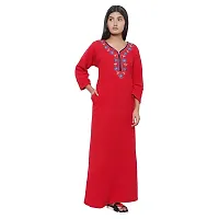 PALIVAL Women's Woolen Plain Maxi Nighty (FLS20_Maroon_Free Size) (RED, Wool)-thumb1