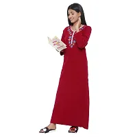 PALIVAL Women's Woolen Plain Maxi Nighty (FLS20_Maroon_Free Size) (Maroon, Wool)-thumb2