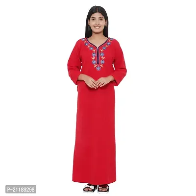 PALIVAL Women's Woolen Plain Maxi Nighty (FLS20_Maroon_Free Size) (RED, Wool)-thumb0