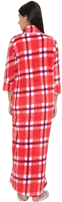 PALIVAL Women's Woollen Checkered Maxi Nighty (RL38_Red_Free Size)-thumb4