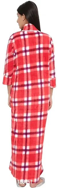 PALIVAL Women's Woollen Checkered Maxi Nighty (RL38_Red_Free Size)-thumb5