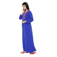 PALIVAL Women's Woolen Plain Maxi Nighty (FLS20_Maroon_Free Size) (Blue, Wool)-thumb3