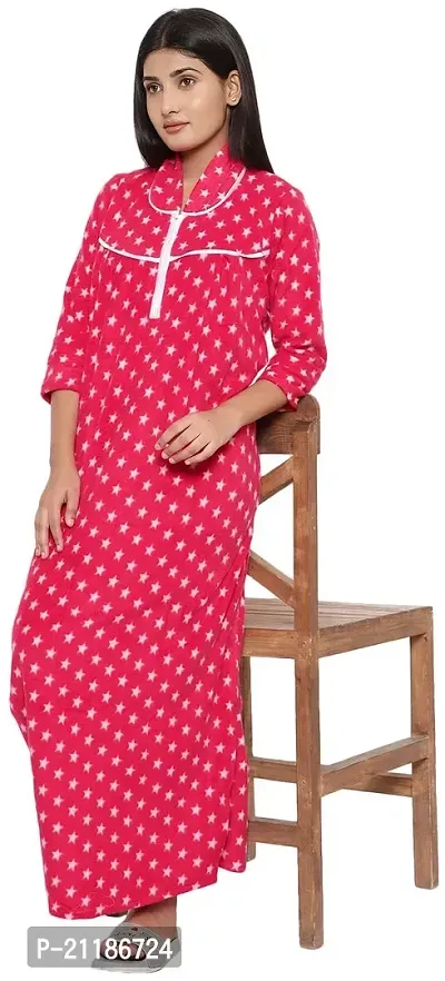 PALIVAL Women's Woollen Star Print Maxi Nighty (RL015_Red_Free Size)-thumb4