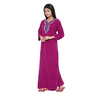 PALIVAL Women's Woolen Plain Maxi Nighty (FLS20_Maroon_Free Size) (Wine, Wool)-thumb3