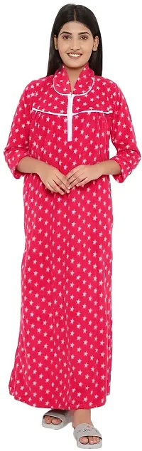 PALIVAL Women's Woollen Star Print Maxi Nighty (RL22_Brown_Free Size)