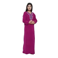 PALIVAL Women's Woolen Plain Maxi Nighty (FLS20_Maroon_Free Size) (Wine, Wool)-thumb1