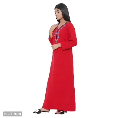 PALIVAL Women's Woolen Plain Maxi Nighty (FLS20_Maroon_Free Size) (RED, Wool)-thumb4