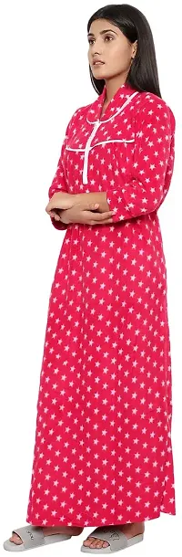 PALIVAL Women's Woollen Star Print Maxi Nighty (RL015_Red_Free Size)-thumb2