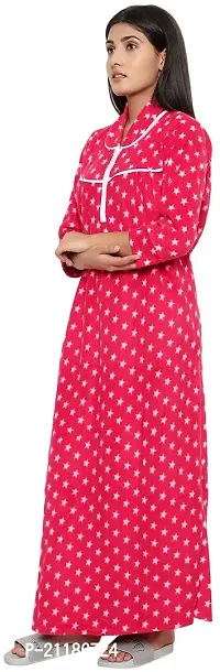 PALIVAL Women's Woollen Star Print Maxi Nighty (RL015_Red_Free Size)-thumb3