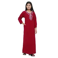 PALIVAL Women's Woolen Plain Maxi Nighty (FLS20_Maroon_Free Size) (Maroon, Wool)-thumb1