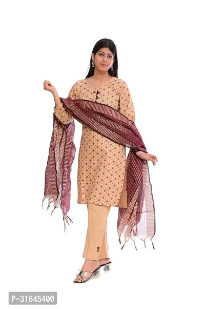 Fancy Cotton Kurta Bottom And Dupatta Set For Women-thumb0