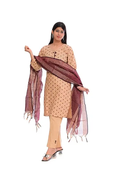 cotton straiht kurta pant with dupatta