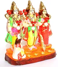 BERRYCRAVE Auspicious Clay Terracotta Ram Darbar Murti God Ram Sita Laxman & Hanuman Idol for Home Temple Puja - Medium Statue 14.5Cm Height, 650 Gm - with 3 Original Garlands-thumb3