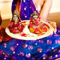 BERRYCRAVE Small Laxmi Ganesh Murti for Diwali Puja Lakshmi Ganapati Murti for Home Office Diwali Puja Religious God | Handmade Terracotta Clay Statue | Pooja Idol Pair-thumb3