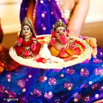 BERRYCRAVE Small Laxmi Ganesh Murti for Diwali Puja Lakshmi Ganapati Murti for Home Office Diwali Puja Religious God | Handmade Terracotta Clay Statue | Pooja Idol Pair-thumb4