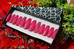 BERRYCRAVE Press On ?Mulberry Violet? Artificial COFFIN NAILS False Nail Extensions Luxury Rhinestones with adhesive stickers and Nail File (Pack of 12 Nails) - By Designer Antara-thumb4