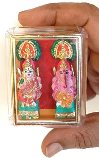 BERRYCRAVE Miniature Very Small Laxmi Ganesha Pair for Puja | Vastu Auspicious Clay Terracotta | Transparent Box | Car Dashboard | Office Temple | Multicolour | Cute-thumb3