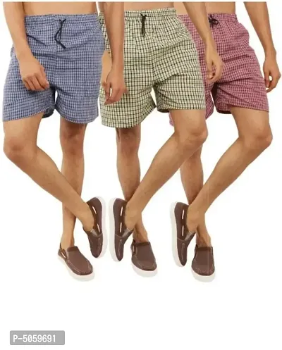 Men Cotton Check Boxer with two side pocket ( pack of 3)-thumb0
