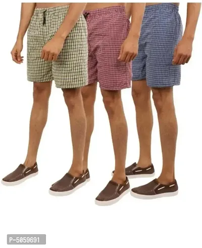 Men Cotton Check Boxer with two side pocket ( pack of 3)-thumb2