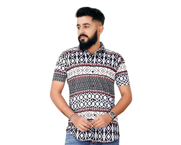 Het Fashion Men's Regular Lycra Printed Half Sleeve Casual Shirt (S to XXL)