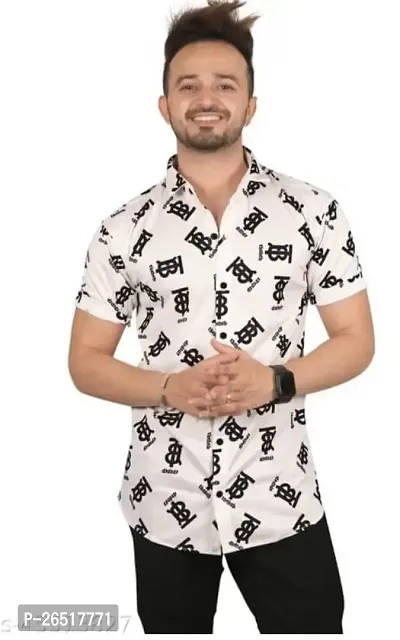 Het Fashion Men's Lycra Casual Printed Regular Half Sleeve Shirt