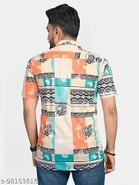 Het Fashion Men's Lycra Casual Printed Regular Half Sleeve Shirt-thumb1