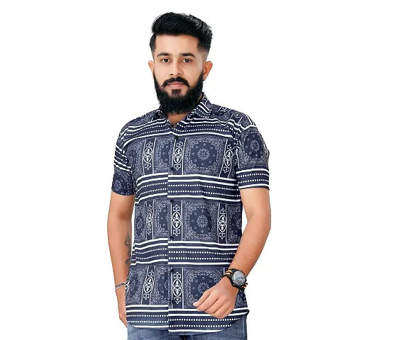 Het Fashion Men's Regular Lycra Printed Half Sleeve Casual Shirt (S to XXL)