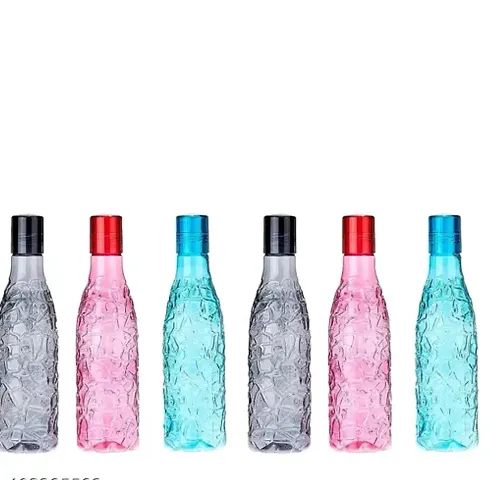 Kuber Industries BPA-Free Plastic Water Bottle | Leak Proof, Firm Grip, 100% Food Grade Plastic Bottles | For Home, Office, School & Gym | Unbreakable, Freezer Proof, Fridge Water Bottle | Pack of 6 - Multicolour