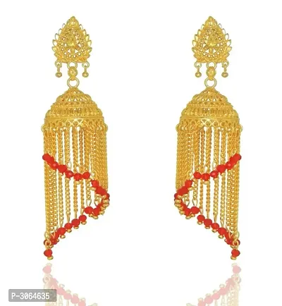Trendy Ethnic Gold Plated Jhumki Earrings-thumb0