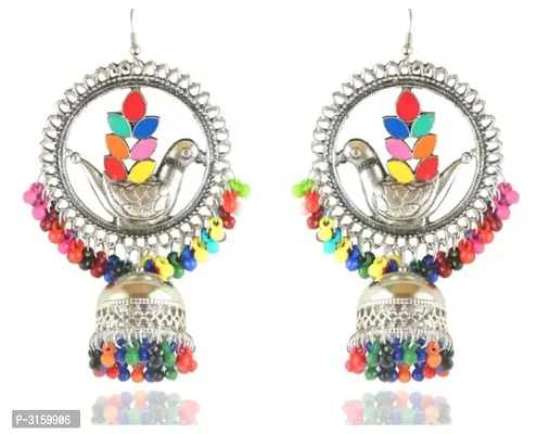 Oxidised Earrings with Multicolour Beads for Women  Girls-thumb0