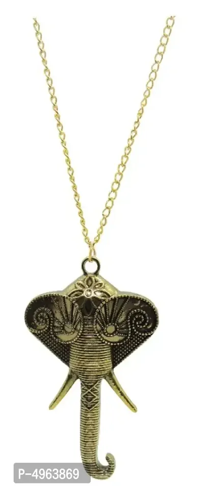 Brass Copper Ganesha Ganpati God Pendants Lockets Chain for Women & Girls Ganesha Pendant