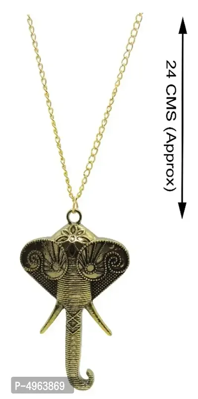 Brass Copper Ganesha Ganpati God Pendants Lockets Chain for Women & Girls Ganesha Pendant-thumb2