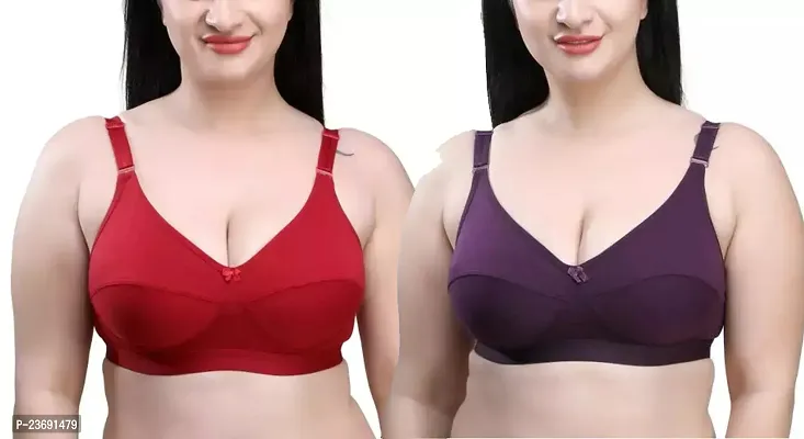 Cotton C and D Cup Bra/T-Shirt Bra/Everyday Bra Broad Strap Bra pack of 2