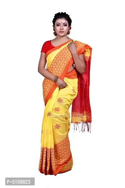 Handloom Silk Cotton Rasogolla Anchal Saree With Blouse Piece-thumb0